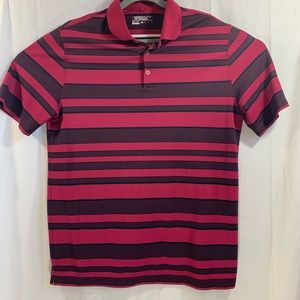Nike Golf Tour Polo Mens XL Red Black Striped D